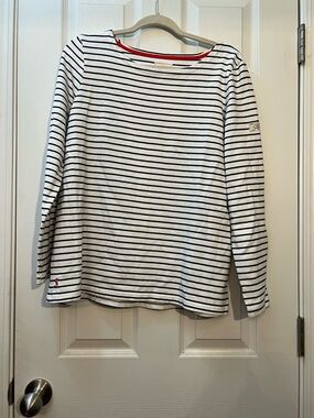 🦋 Joules harbor Striped Knit Top with Patch  size large